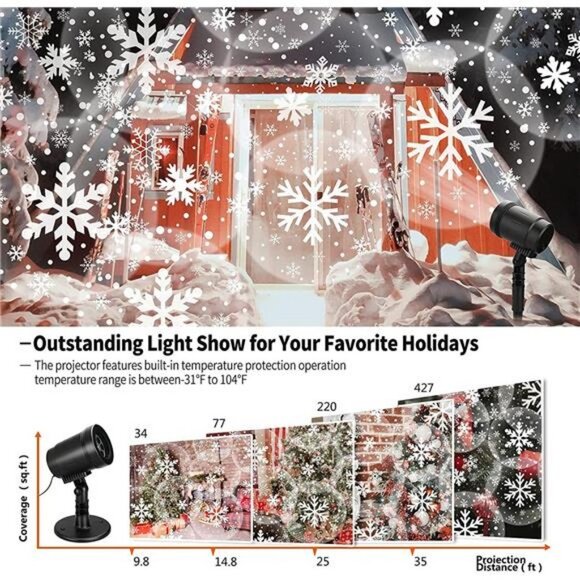 Christmas Snowflake Projector Lights, IP65 Waterproof, LED Christmas Light - Picture 3 of 6